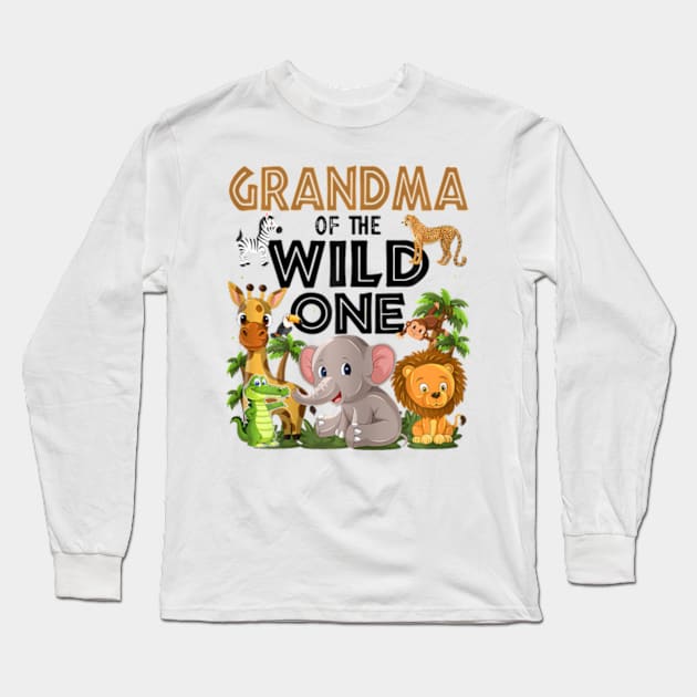 Grandma Of The Wild One Birthday 1st Safari Jungle Family Long Sleeve T-Shirt by Eduardo